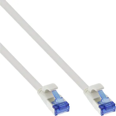 Produktbild von InLine® Patchkabel flach, U/FTP, Cat.6A, TPE halogenfrei, weiß, 5m