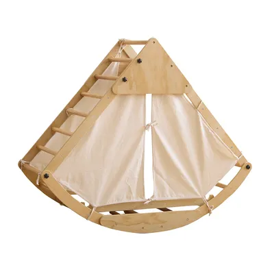 Produktbild von 8-in-1 Multifunktionales Spieltur Klettergerüst mit Rutsche Klettermodul Holzsprossenleiter Kletterbogen Kletterturm für Kinder Indoor