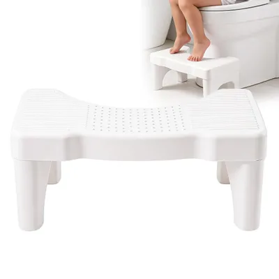 Produktbild von Toilettenhocker WC Tritt Hocker Stabile Tritthocker Fußbank Fußstütze Anti Rutsch Fußauflage Badezimmer Kids Kinder Toilettentrainer Weiß