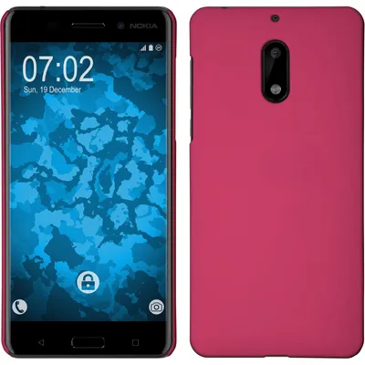 Produktbild von PhoneNatic Case kompatibel mit  Nokia 6 - Hülle pink gummiert Hard-case + 2 Schutzfolien