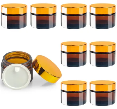 Imagen del producto de Solidchoice - Juego de 8 tarros de vidrio ámbar vacíos de 50 ml