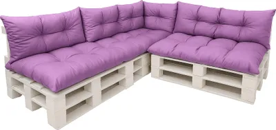 Obrázok produktu pre Sada vankúšov z paliet fialová 7ks | sedadlo 120x50 + operadlo 120x40 | vankúše z paliet | sada záhradných vankúšov