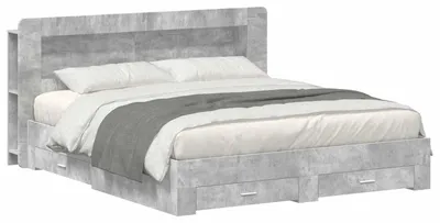 Productafbeelding van Maison Exclusive - Bedframe met opbergruimte, betonkleur, 200 x 200 cm, houtvezelplaat