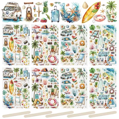 Produktbild von Transfer Sticker Set Sommer Strand, 16 Blätter, 15 x 9,9 cm, für Scrapbooking