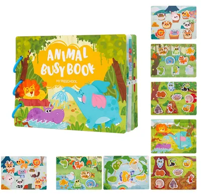 Obrázok produktu pre Knižka s aktivitami Montessori, zvieratká, od 1 roka, podporuje motorický vývoj