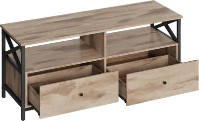 Productafbeelding van TV-meubel voor TV's tot 55 inch - TV-kast met 2 laden en 2 open vakken - Industrieel - Vintage bruin - 120 x 40 x 50 cm