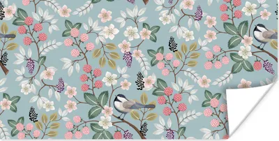 Produktbild von MuchoWow® Poster Blumen - Illustration - Muster 40x20 cm - Poster für die Wand - Poster Schlafzimmer