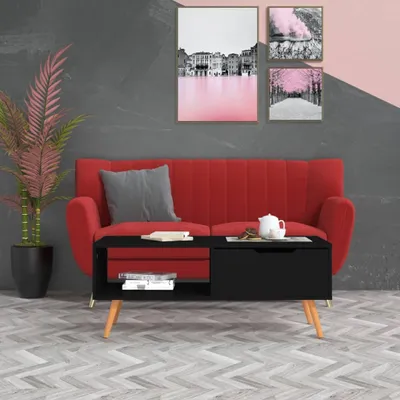 Obrázek produktu pro Maison Exclusive – konferenční stolek, černý, 100 × 49,5 × 43 cm, dřevotřísková deska