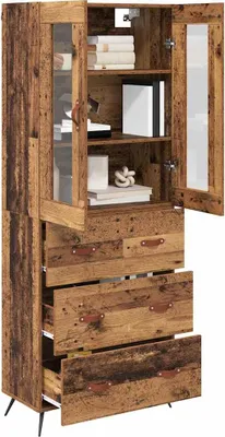 Immagine prodotto di vidaXL Credenza alta con ripiano, 2 pezzi, legno riciclato e pannelli in legno