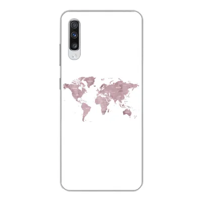 Produktbild von MuchoWow® Handyhülle Schutzhülle Hülle für Samsung Galaxy A70 Weltkarte - Rosa - Weiß Silikon Softcase Handy Hülle - Schutzhaube