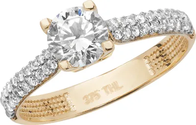 Produktbild von Raffinierter 9 Karat (375) Gold Solitär Verlobung Damen - Ring mit Zirkonia (synth.), 55 (17.5); TRS17082RSO