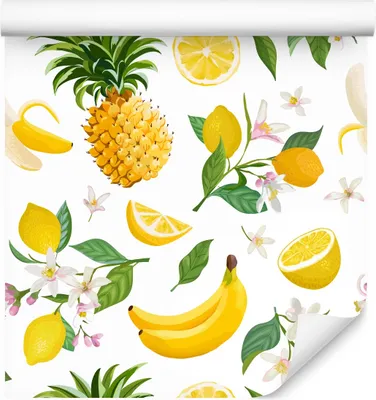 Produktbild von 10m VLIES TAPETE Rolle Ananas Bananen Zitronen 3D Dekor 6361