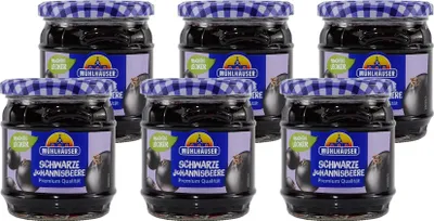 Produktbild von Mühlhäuser Schwarze Johannisbeer Konfitüre (8 x 0,45 Kg)