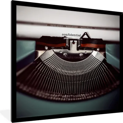Produktbild von MuchoWow® MuchoWow® Gerahmtes Poster Schreibmaschine - Retro - Briefe 40x40 cm - Poster mit zchwarzem Bilderrahmen - Mit Rahmen - Wanddekoration Schlafzimmer