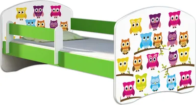 Produktbild von ACMA Jugendbett Kinderbett Junior-Bett Komplett-Set mit Matratze Lattenrost und Rausfallschutz Grün 31 Eule 160x80