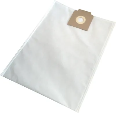 A white vacuum cleaner bag with a brown cardboard attachment.