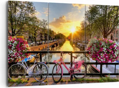 Produktbild von Bild auf Leinwand - Leinwandbild - Bikes Kanal Amsterdam Architektur - 165x110cm - Wand Bild - Wanddeko - Leinwanddruck - Bilder - Kunstdruck - Leinwand bilder - Wandkunst - CE165x110-3081