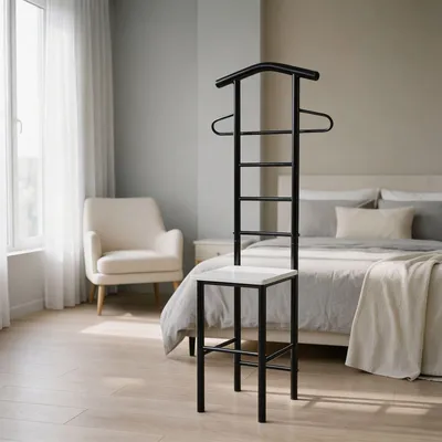 Produktbild von Herrendiener JIVO Stummer Diener Kleiderständer in schwarz / weiß, 121 cm, Garderobe mit Hosenbügel