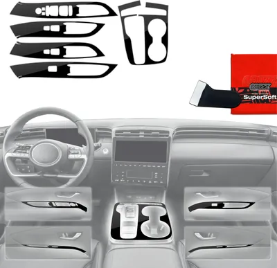 Image de Film de protection 5 en 1 Grizz Protector pour console centrale - Hyundai Tucson N-Line (2021-2024) Noir brillant