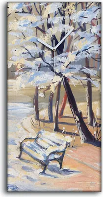 Produktbild von Dekor Leinwand Uhr Wandbilder Geräuschlos 30x60 Kunst Malerei Schnee Bank Bäume - weiße Hände