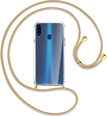 Produktbild von Handykette Backcover-Schutzhülle mit Band (Metall goldfarben) für Samsung Galaxy A20s - caramel