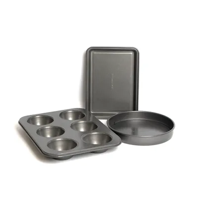 Produktbild von Master Class Backformen Set Antihaftbeschichtet Muffinblech, 23 cm, Sandwichblech mit losem Boden und Brownieblech