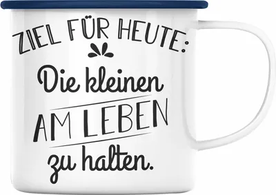 Produktbild von Trendation - Lustige Emaille Tasse für Kindergärtnerin Erzieherin Geschenk Spruch Emaille Emaille Tasse Kindergarten Erzieher Emaille Tasse mit Spruch (Blau)