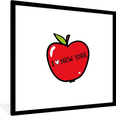 Produktbild von MuchoWow® MuchoWow® Gerahmtes Poster New York - Rot - Apfel 40x40 cm - Poster mit zchwarzem Bilderrahmen - Poster - Plakat im Rahmen