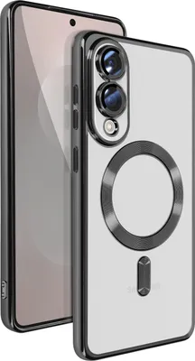 Zdjęcie produktu dla Avizar, etui MagSafe do Samsung Galaxy S25 Edge silikonowe z chromowaną ramką, czarne