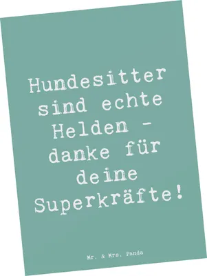 Produktbild von Mr. & Mrs. Panda Postkarte Spruch Hundesitter Helden - Meeresbrise - Geschenk, Fotokarte, Bedanken, Dankbarkeit zeigen, Ansichtskarten, Anerkennung, Danke sagen, Fürsorge