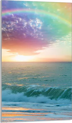 Produktbild von Herdabdeckplatte 30x52 Glaskeramikkochfeld Abdeckung Spritzschutz Glasplatte Deko Schneidebrett, Regenbogen Meer