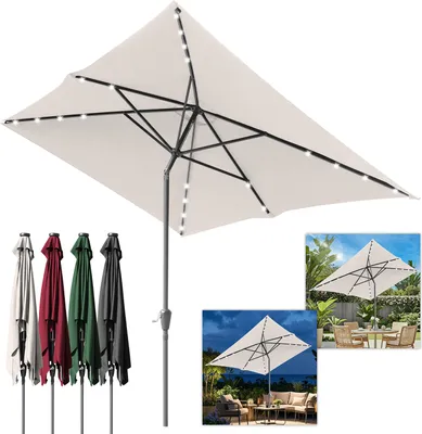 Image de TolleTour Parasol 200 x 300cm Parasol de jardin Parasol de marché pliable à manivelle,Beige