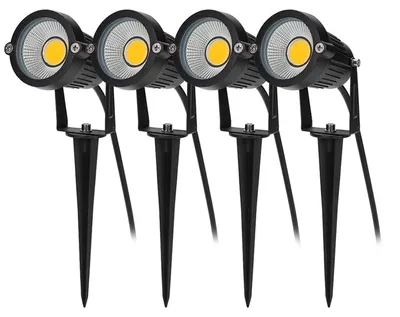 LED-Tuinspots 4er-Set, warmweiß, IP65, 5W, 2000 Lumen, Aluminium