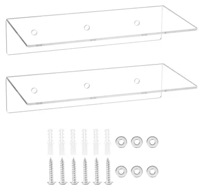 2er-Set Acryl-Wandregale 30x15x7 cm, schwebend, transparent