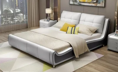 Produktbild von Bett Polster Design Luxus Doppel Hotel Betten Ehe Schlaf Zimmer Leder 180x200cm