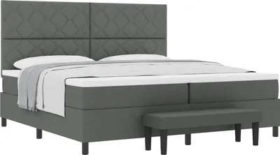 Productafbeelding van vidaXL Boxspringbed met matras, donkergrijs, 200 x 200 cm, gestoffeerd