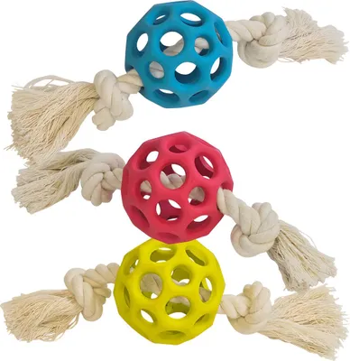 Produktbild von Nobby Hundespielzeug Gitterball mit Seil aus Vollgummi