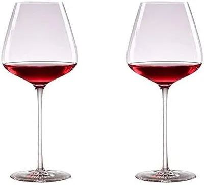 Imagen del producto de Copas de vino tinto de alta calidad, copas de vino de cristal, juego de 2 unidades, copa de vino, gran capacidad, 680 ml (color: transparente)