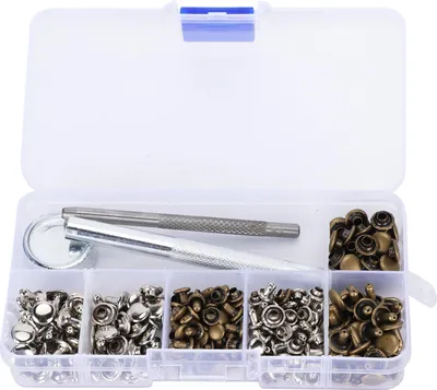 Produktbild von 120 Set Messing-Nieten-Set, doppelseitige Leder-Druckknöpfe, Knopf-Bastel-Kleidungszubehör