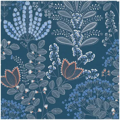 Produktbild von Profhome 393494-GU Blumen Tapete Floral matt blau weiß grau orange-rot 5,33 m2