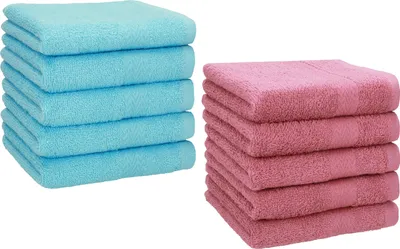 Produktbild von Betz 10 Stück Seiftücher 30x30 cm PREMIUM 100% Baumwolle Farbe: altrosa und türkis