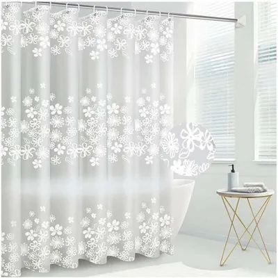 Produktbild von Wasserdichter, schimmelresistenter, transparenter Duschvorhang aus PEVA, 180 x 200 cm, mit magnetischem Gewicht und 12 Duschvorhangringen