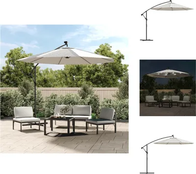 Produktbild von vidaXL Sonnenschirm Ampelschirm mit LED-Beleuchtung 300 cm Metallmast -  Sonnenschirme & Sonnenschutze