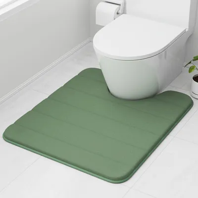 Image de Tapis de salle de bain en mousse à mémoire de forme, 50 x 60 cm, vert foncé – Tapis de bain ultra-doux, antidérapant et ultra-absorbant