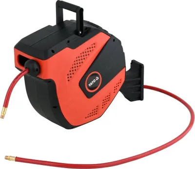 Image de YATO Enrouleur de tuyau 10m, diamètre 8mm pour air comprimé, tambour auto-rétractable