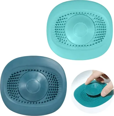 Produktbild von Abflussstopfen Silikon 2 Pcs Waschbeckenstöpsel Badewannenstöpsel Abflusssieb Stöpsel für Spülbecken Waschbecken Spüle Verschluss Sieb Haarsieb für Dusche Badewanne Küchenspüle Duschsieb Abfluss Haare
