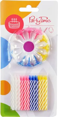 Image de Bougies d'anniversaire colorées - 24pcs - 6 cm