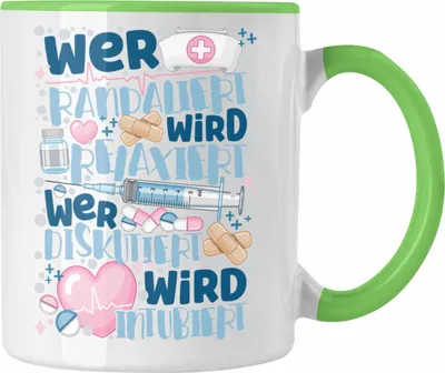 Produktbild von Trendation - Anästhesie Krankenschwester Tasse Geschenk Propofol Geschenk Kaffeetasse Arzt Ärtzin Arzthelferin Spritze Wer Randaliert Wird Relaxiert (Grün)