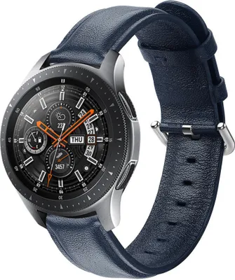 Produktbild von Strap-it Samsung Galaxy Watch 46mm Lederband (Dunkelblau)