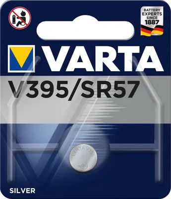 Produktbild von Varta Primary Silver Button V395 / SR 57, Nickel-Oxyhydroxide (NiOx), 1.55 V, 42 mAh, 9.5 mm, 9.5 mm, 2.7 mm